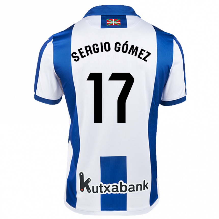 Kinder Fußball Sergio Gómez #17 Weiß Blau Heimtrikot Trikot 2024/25 T-Shirt Luxemburg