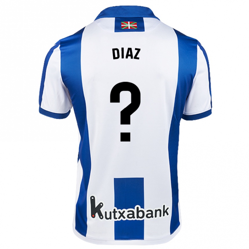 Kinder Fußball Dani Díaz #0 Weiß Blau Heimtrikot Trikot 2024/25 T-Shirt Luxemburg