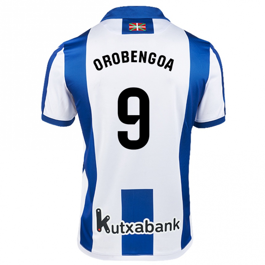 Kinder Fußball Ekain Orobengoa #9 Weiß Blau Heimtrikot Trikot 2024/25 T-Shirt Luxemburg