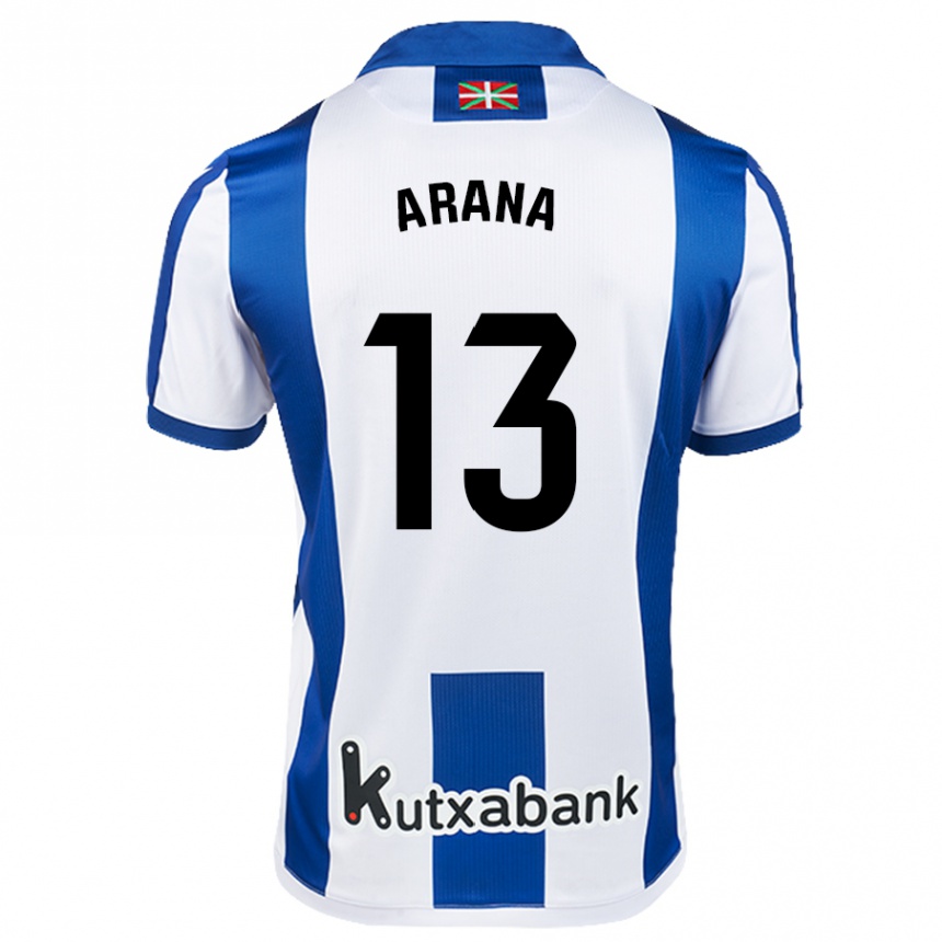 Kinder Fußball Egoitz Arana #13 Weiß Blau Heimtrikot Trikot 2024/25 T-Shirt Luxemburg