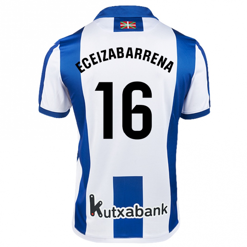 Kinder Fußball Jon Eceizabarrena #16 Weiß Blau Heimtrikot Trikot 2024/25 T-Shirt Luxemburg