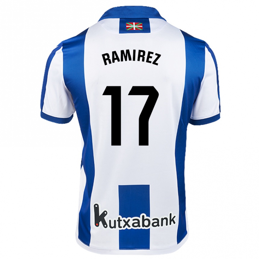 Kinder Fußball Darío Ramirez #17 Weiß Blau Heimtrikot Trikot 2024/25 T-Shirt Luxemburg