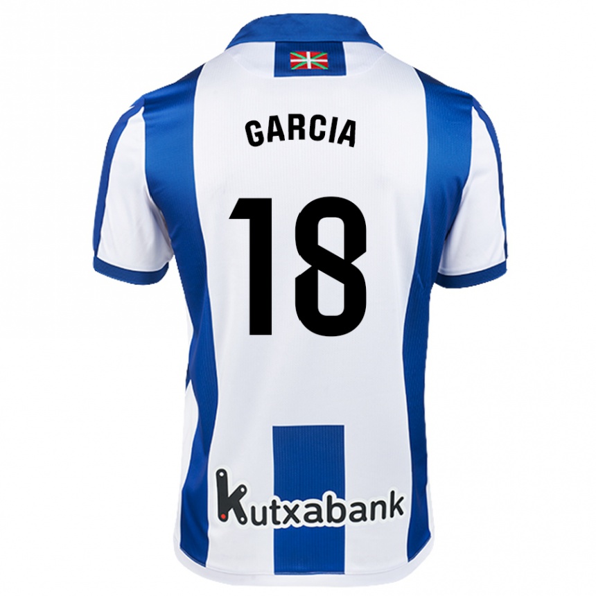 Kinder Fußball Eder García #18 Weiß Blau Heimtrikot Trikot 2024/25 T-Shirt Luxemburg