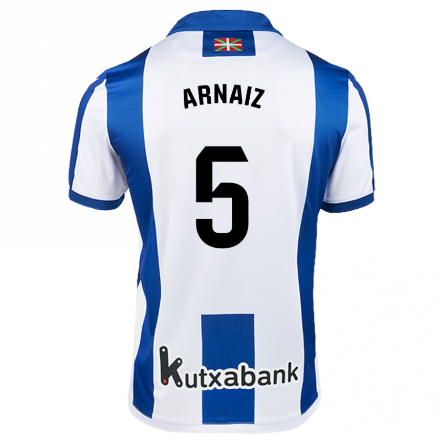 Kinder Fußball Iris Arnaiz #5 Weiß Blau Heimtrikot Trikot 2024/25 T-Shirt Luxemburg