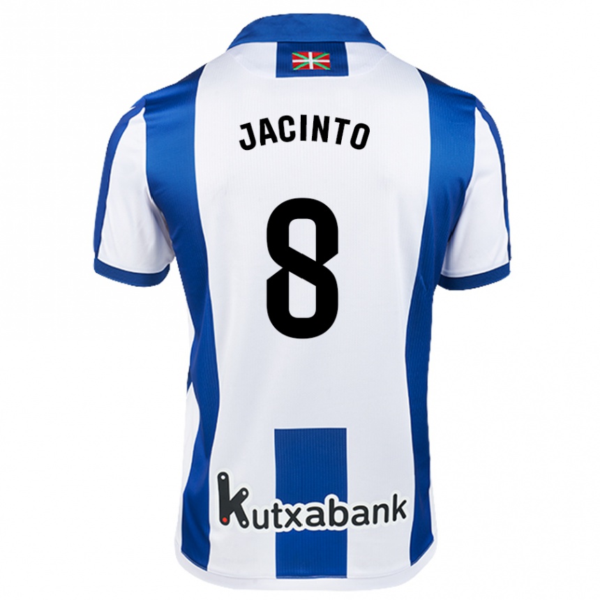 Kinder Fußball Andreia De Jesus Jacinto #8 Weiß Blau Heimtrikot Trikot 2024/25 T-Shirt Luxemburg