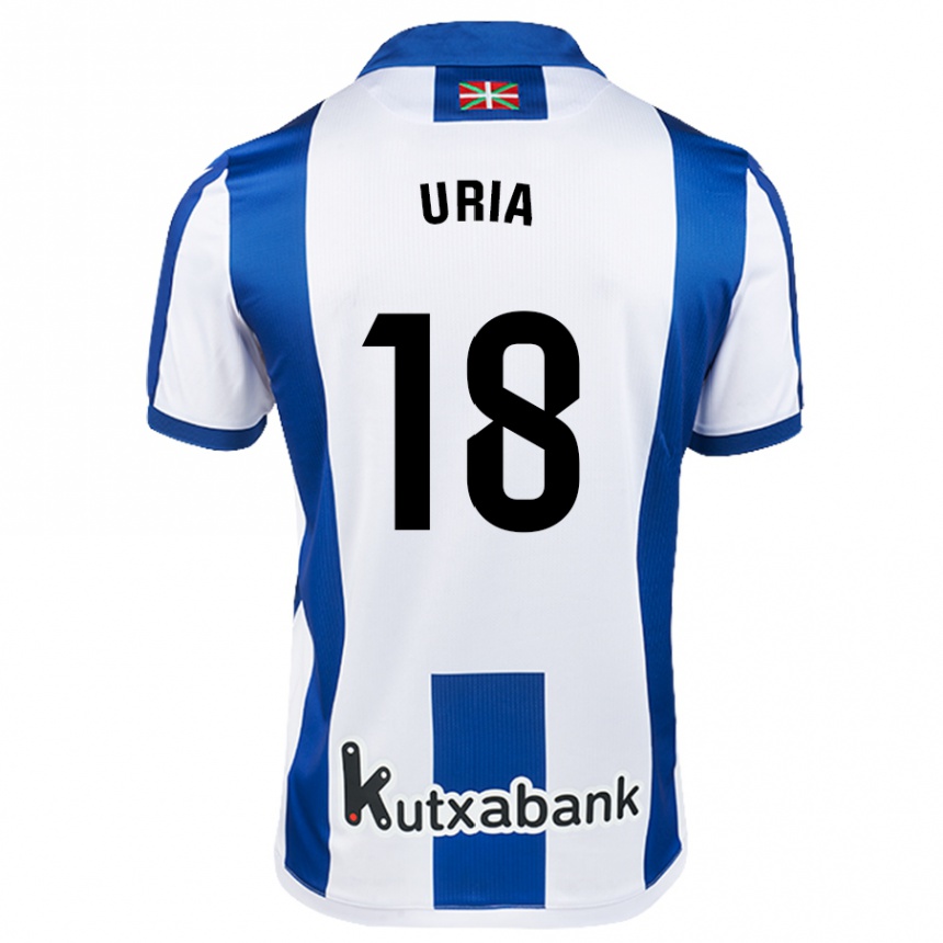 Kinder Fußball Mirari Uria Gabilondo #18 Weiß Blau Heimtrikot Trikot 2024/25 T-Shirt Luxemburg