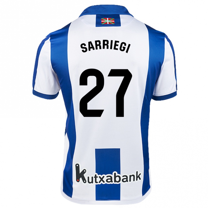 Kinder Fußball Nora Sarriegi #27 Weiß Blau Heimtrikot Trikot 2024/25 T-Shirt Luxemburg