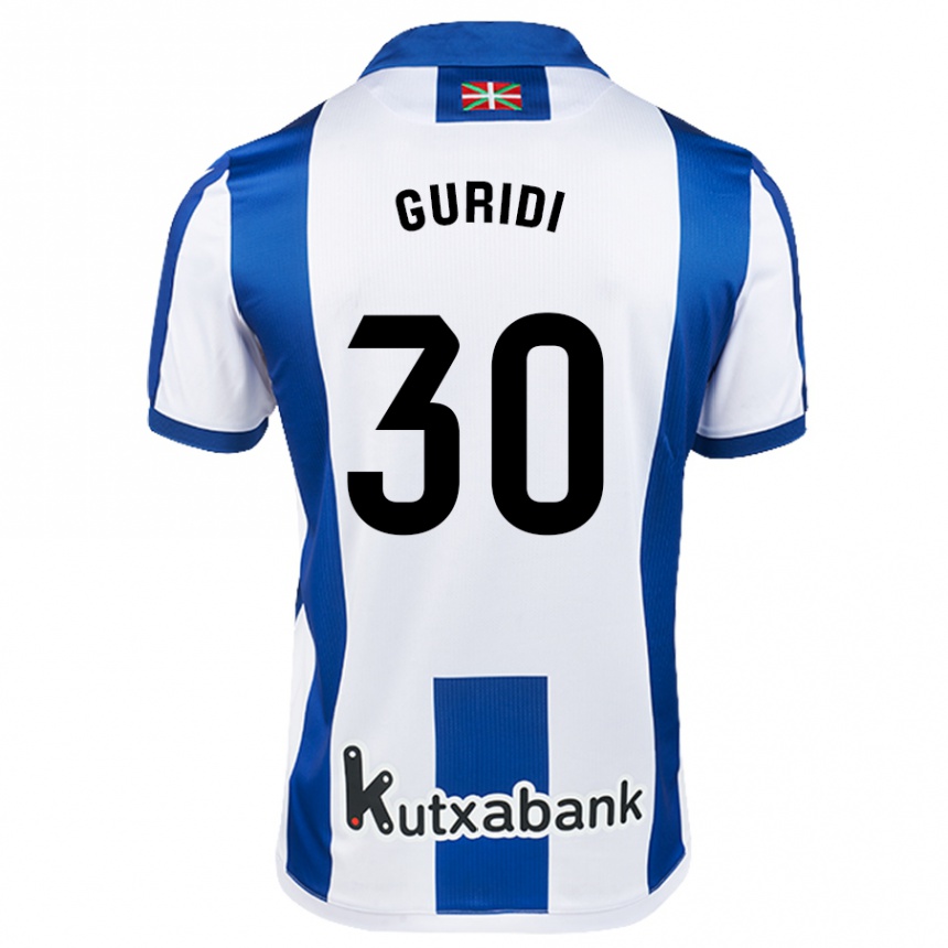 Kinder Fußball Elene Guridi Mesonero #30 Weiß Blau Heimtrikot Trikot 2024/25 T-Shirt Luxemburg