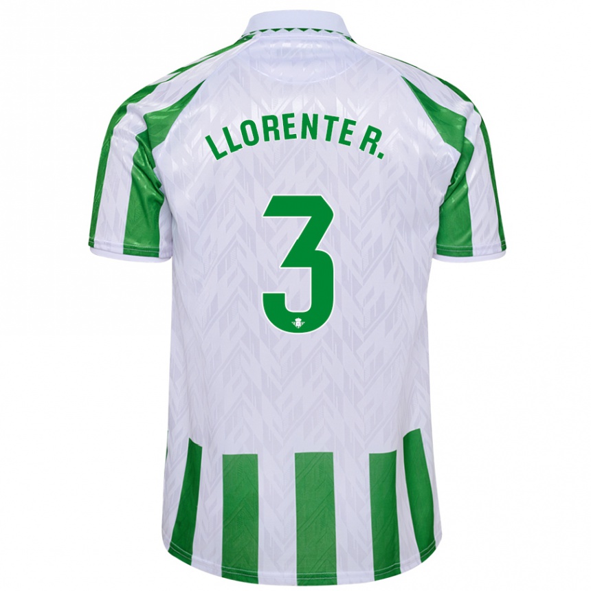 Kinder Fußball Diego Llorente #3 Grün Weiße Streifen Heimtrikot Trikot 2024/25 T-Shirt Luxemburg