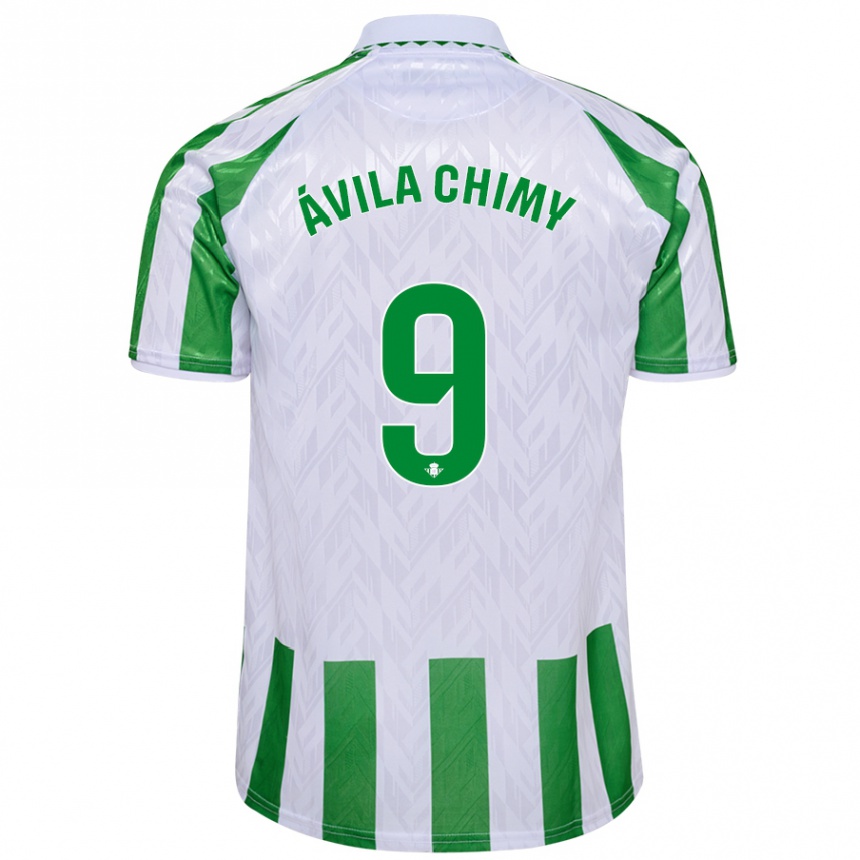 Kinder Fußball Chimy Ávila #9 Grün Weiße Streifen Heimtrikot Trikot 2024/25 T-Shirt Luxemburg