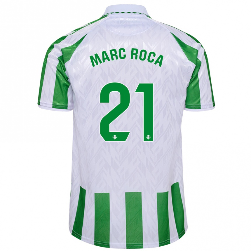 Kinder Fußball Marc Roca #21 Grün Weiße Streifen Heimtrikot Trikot 2024/25 T-Shirt Luxemburg