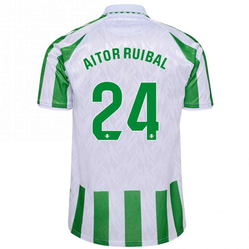 Kinder Fußball Aitor Ruibal #24 Grün Weiße Streifen Heimtrikot Trikot 2024/25 T-Shirt Luxemburg