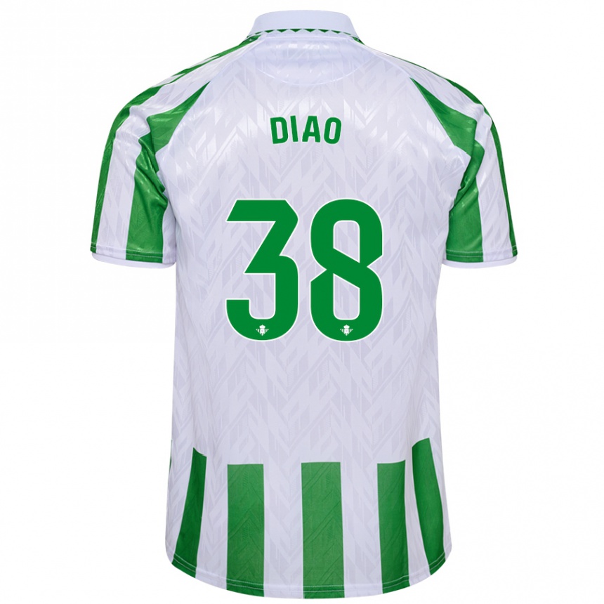 Kinder Fußball Assane Diao #38 Grün Weiße Streifen Heimtrikot Trikot 2024/25 T-Shirt Luxemburg