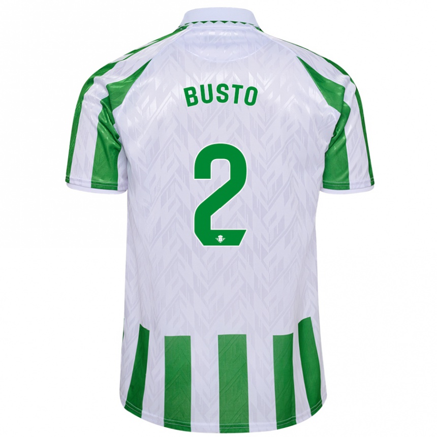 Kinder Fußball Pablo Busto #2 Grün Weiße Streifen Heimtrikot Trikot 2024/25 T-Shirt Luxemburg