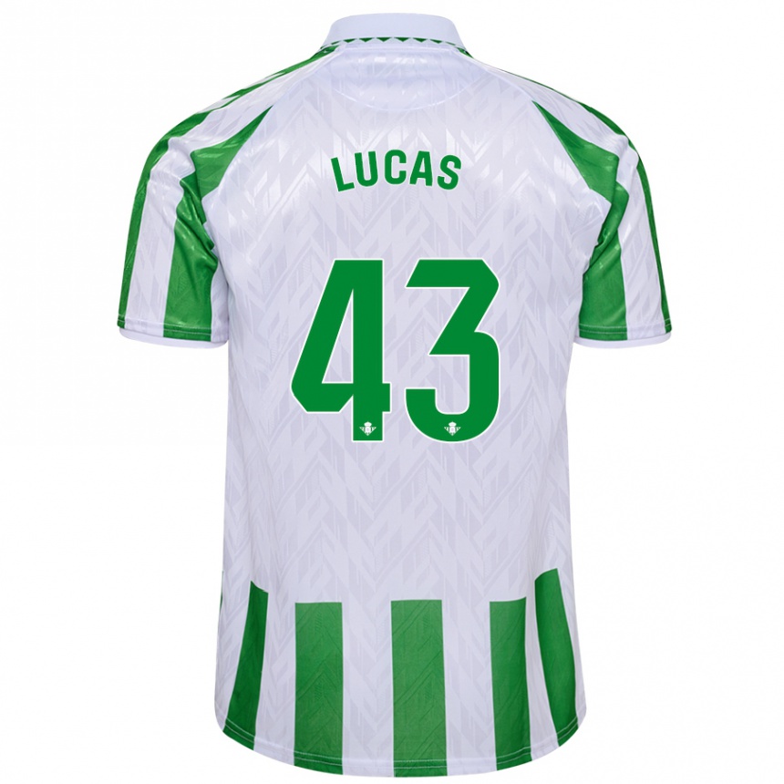 Kinder Fußball Lucas Alcázar #43 Grün Weiße Streifen Heimtrikot Trikot 2024/25 T-Shirt Luxemburg