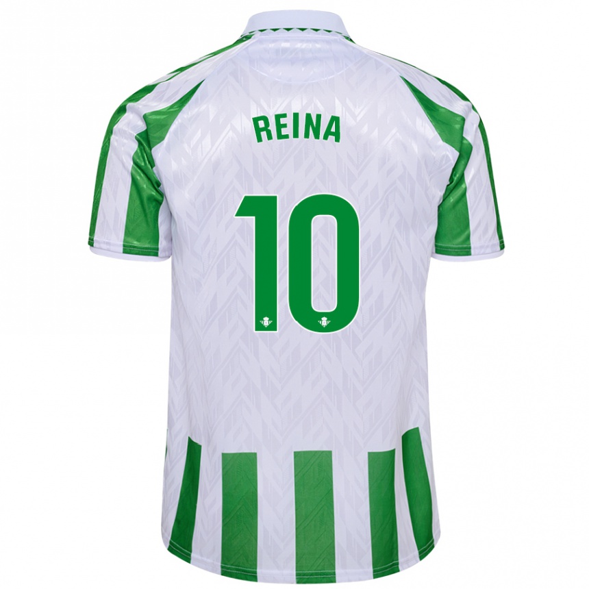 Kinder Fußball Carlos Reina #10 Grün Weiße Streifen Heimtrikot Trikot 2024/25 T-Shirt Luxemburg