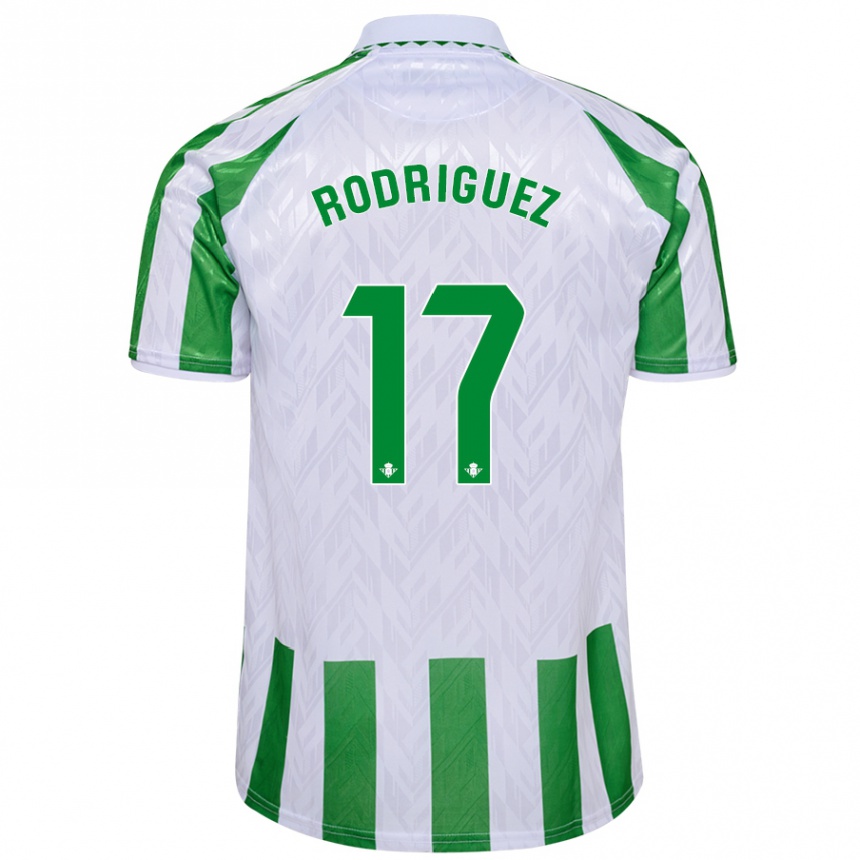 Kinder Fußball Jesús Rodriguez #17 Grün Weiße Streifen Heimtrikot Trikot 2024/25 T-Shirt Luxemburg