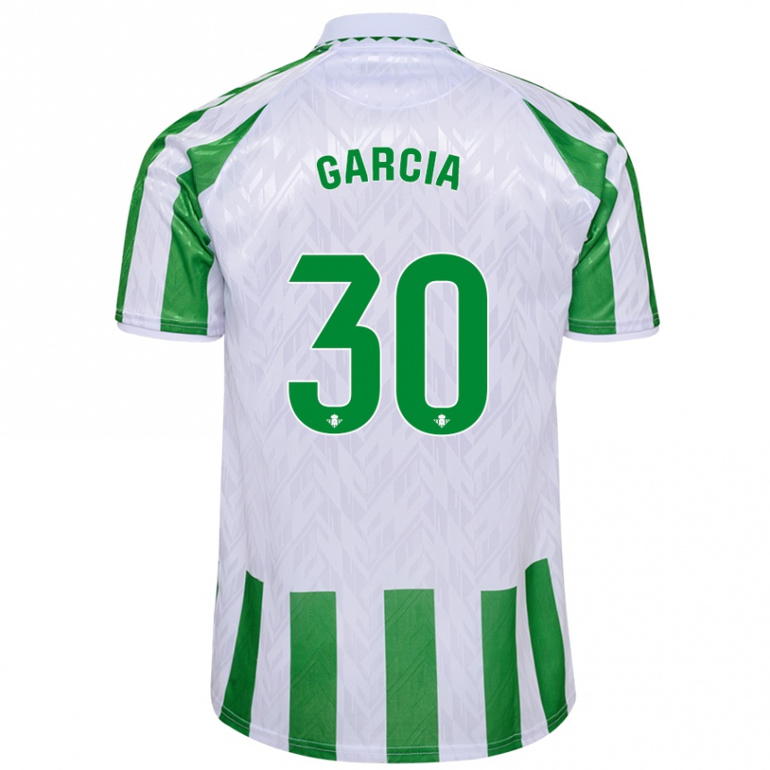 Kinder Fußball Germán García #30 Grün Weiße Streifen Heimtrikot Trikot 2024/25 T-Shirt Luxemburg