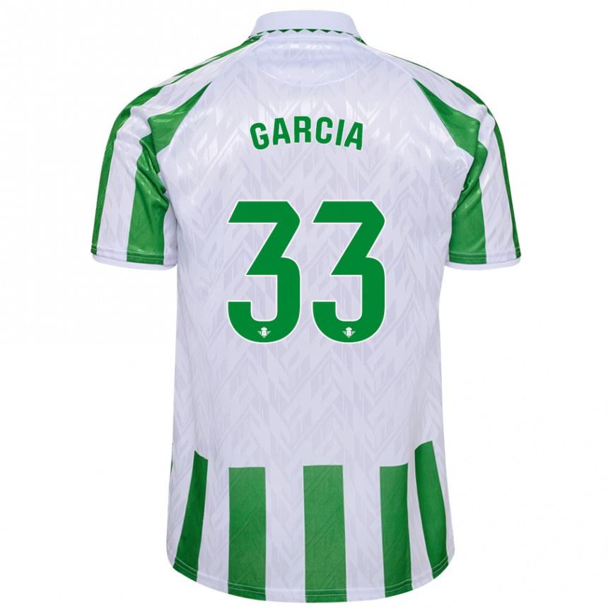 Kinder Fußball Pablo García #33 Grün Weiße Streifen Heimtrikot Trikot 2024/25 T-Shirt Luxemburg