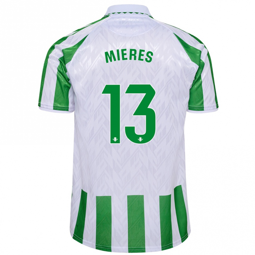 Kinder Fußball Malena Mieres García #13 Grün Weiße Streifen Heimtrikot Trikot 2024/25 T-Shirt Luxemburg