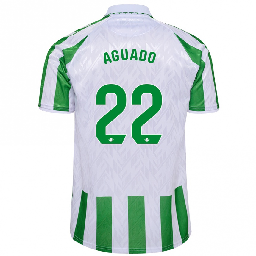 Kinder Fußball Julia Aguado Fernández #22 Grün Weiße Streifen Heimtrikot Trikot 2024/25 T-Shirt Luxemburg