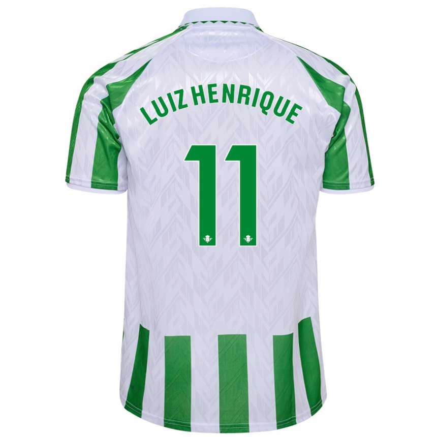 Kinder Fußball Luiz Henrique #11 Grün Weiße Streifen Heimtrikot Trikot 2024/25 T-Shirt Luxemburg