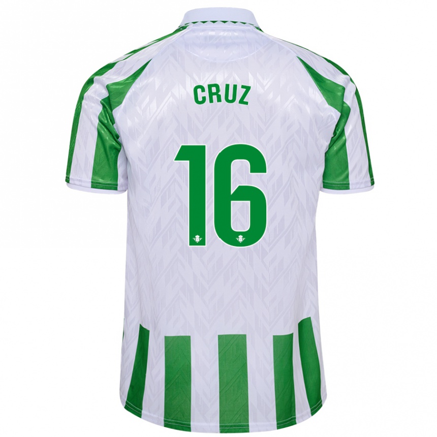 Kinder Fußball Juan Cruz #16 Grün Weiße Streifen Heimtrikot Trikot 2024/25 T-Shirt Luxemburg