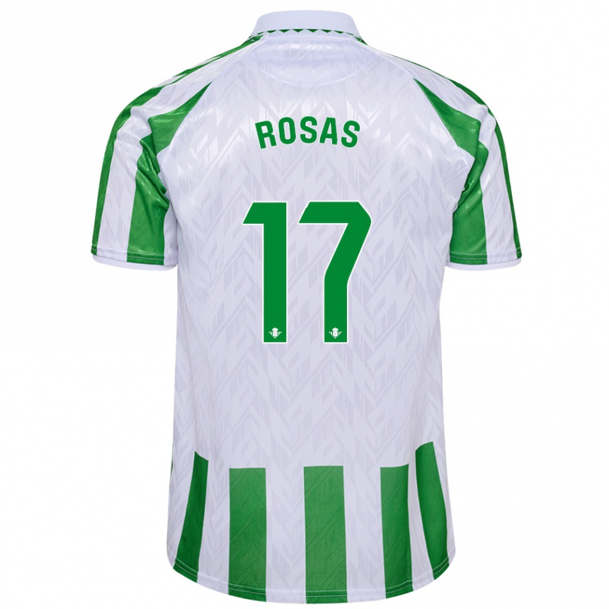 Kinder Fußball Berto Rosas #17 Grün Weiße Streifen Heimtrikot Trikot 2024/25 T-Shirt Luxemburg