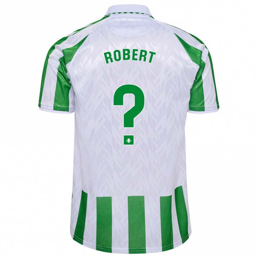 Kinder Fußball Jaime Robert #0 Grün Weiße Streifen Heimtrikot Trikot 2024/25 T-Shirt Luxemburg