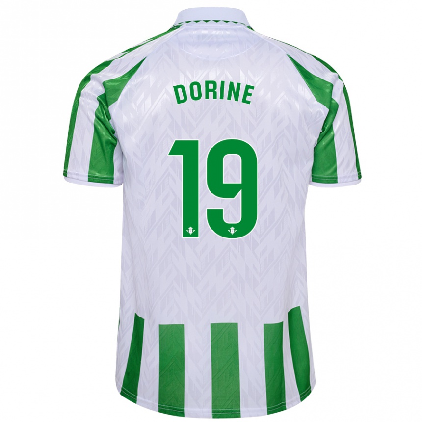 Kinder Fußball Dorine Nina Chuigoue #19 Grün Weiße Streifen Heimtrikot Trikot 2024/25 T-Shirt Luxemburg