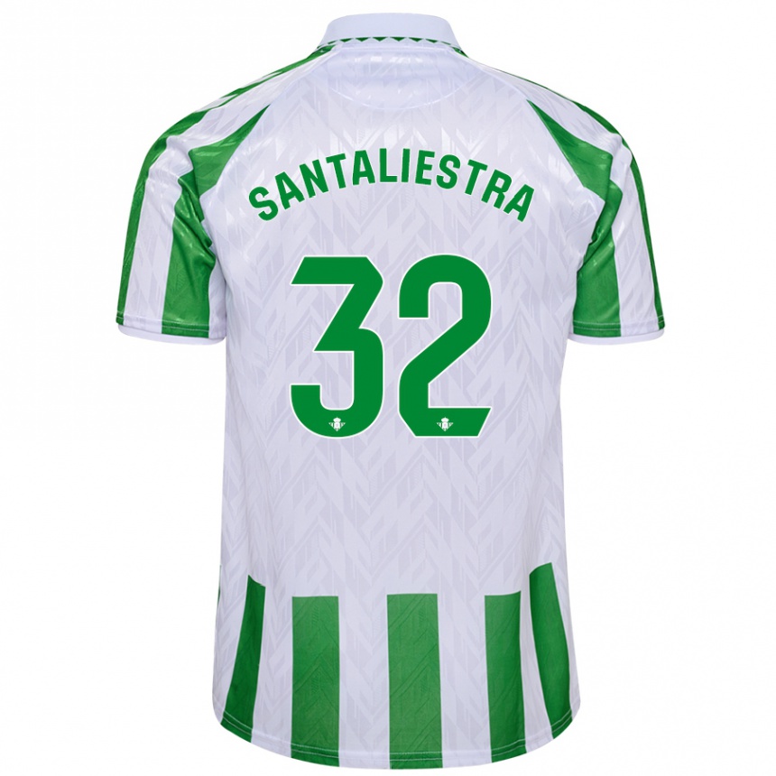 Kinder Fußball Carla Santaliestra #32 Grün Weiße Streifen Heimtrikot Trikot 2024/25 T-Shirt Luxemburg