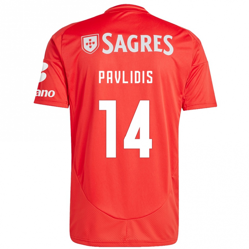 Kinder Fußball Vangelis Pavlidis #14 Rot Weiß Heimtrikot Trikot 2024/25 T-Shirt Luxemburg