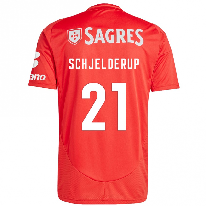 Kinder Fußball Andreas Schjelderup #21 Rot Weiß Heimtrikot Trikot 2024/25 T-Shirt Luxemburg