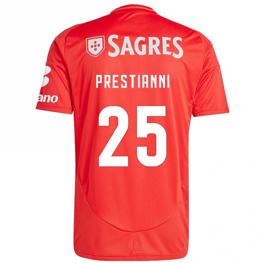 Kinder Fußball Gianluca Prestianni #25 Rot Weiß Heimtrikot Trikot 2024/25 T-Shirt Luxemburg