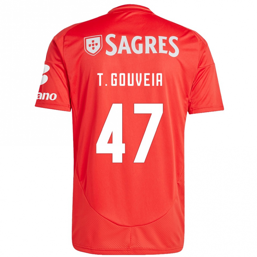 Kinder Fußball Tiago Gouveia #47 Rot Weiß Heimtrikot Trikot 2024/25 T-Shirt Luxemburg