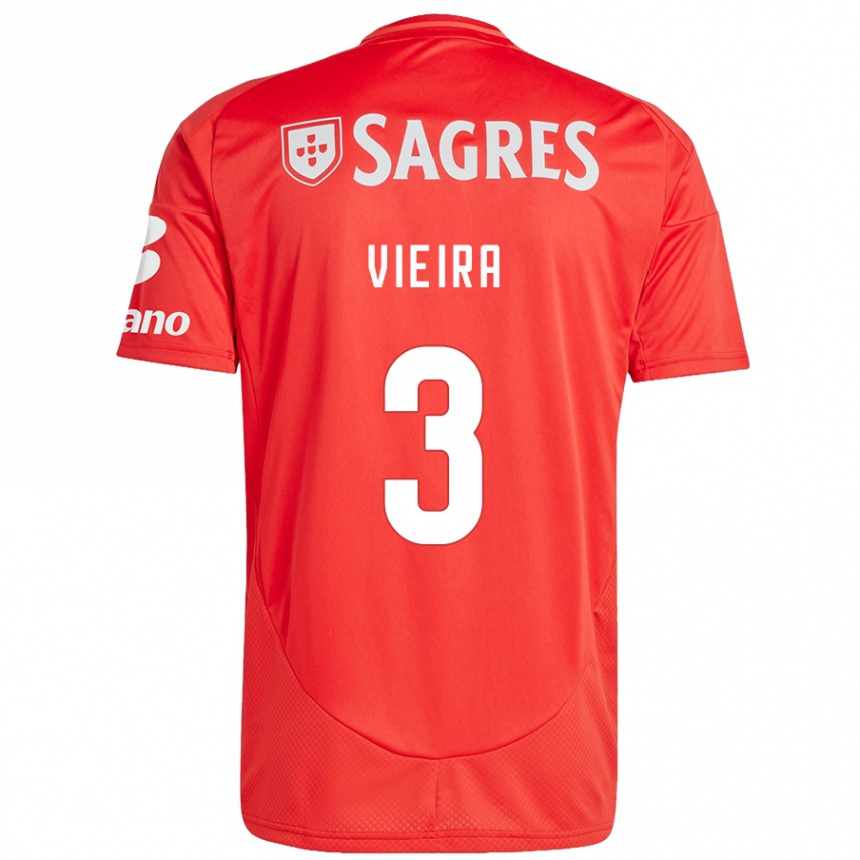 Kinder Fußball Miguel Vieira #3 Rot Weiß Heimtrikot Trikot 2024/25 T-Shirt Luxemburg