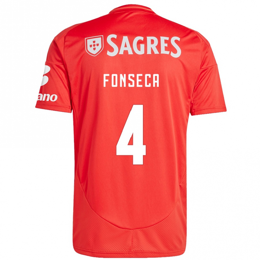 Kinder Fußball João Fonseca #4 Rot Weiß Heimtrikot Trikot 2024/25 T-Shirt Luxemburg