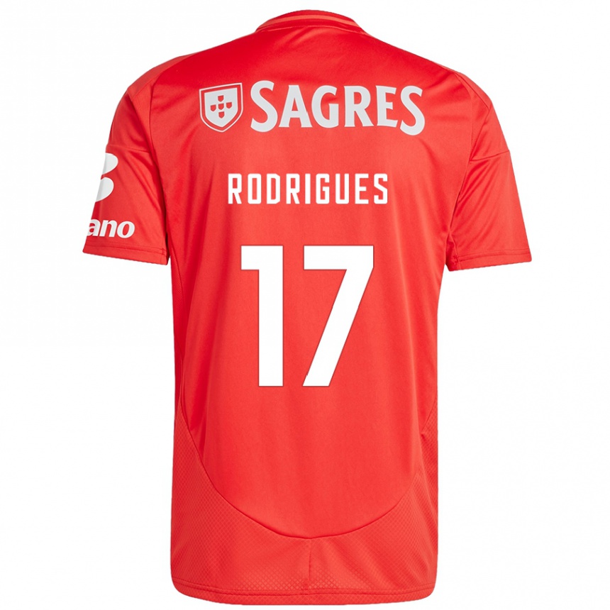 Kinder Fußball Tiago Rodrigues #17 Rot Weiß Heimtrikot Trikot 2024/25 T-Shirt Luxemburg