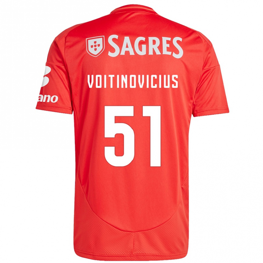 Kinder Fußball Arnas Voitinovicius #51 Rot Weiß Heimtrikot Trikot 2024/25 T-Shirt Luxemburg