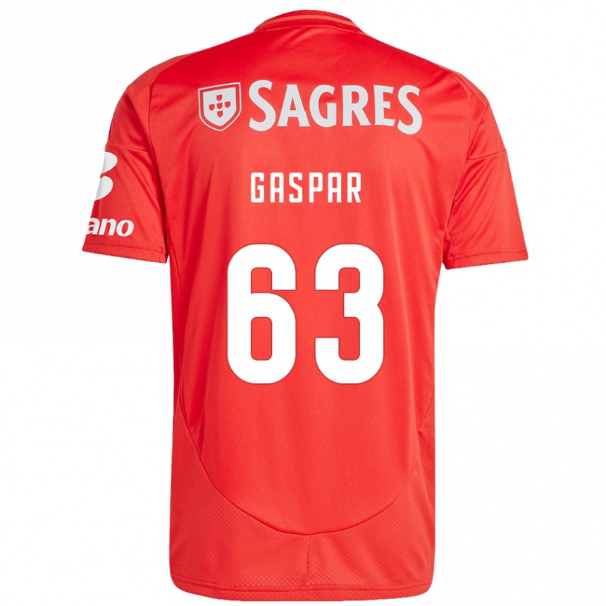 Kinder Fußball Guilherme Gaspar #63 Rot Weiß Heimtrikot Trikot 2024/25 T-Shirt Luxemburg