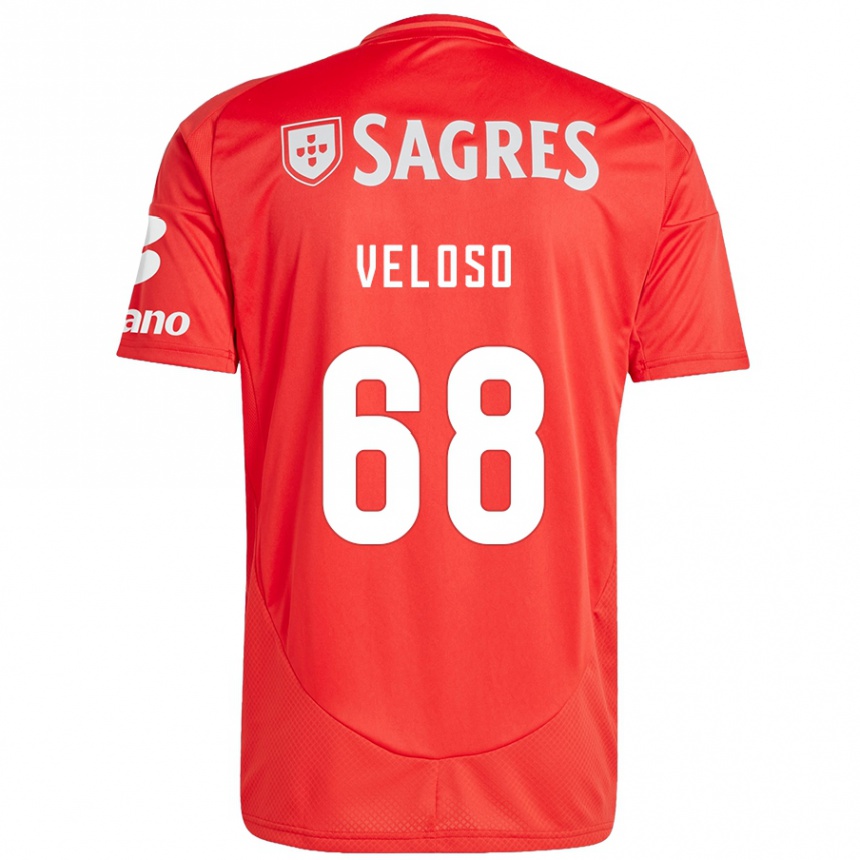 Kinder Fußball João Veloso #68 Rot Weiß Heimtrikot Trikot 2024/25 T-Shirt Luxemburg