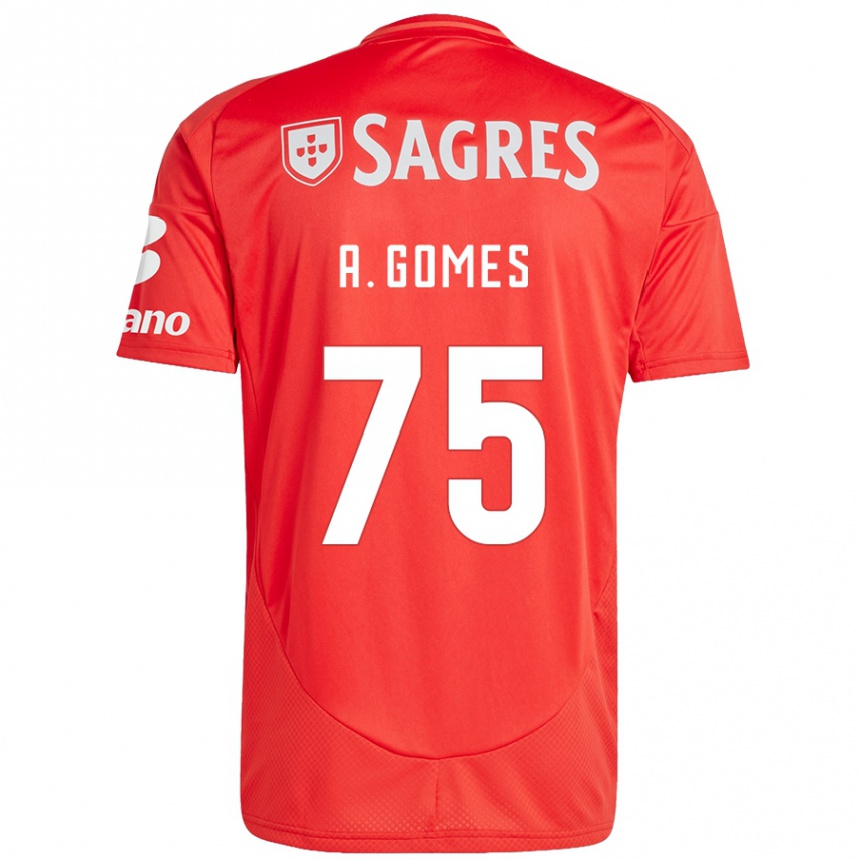 Kinder Fußball André Gomes #75 Rot Weiß Heimtrikot Trikot 2024/25 T-Shirt Luxemburg