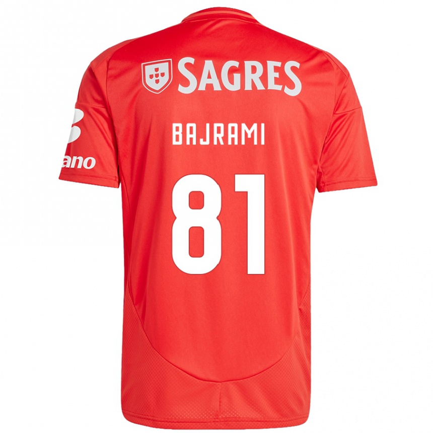 Kinder Fußball Adrian Bajrami #81 Rot Weiß Heimtrikot Trikot 2024/25 T-Shirt Luxemburg