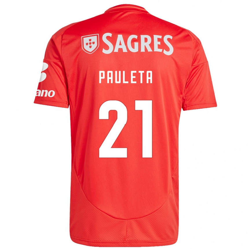 Kinder Fußball Pauleta #21 Rot Weiß Heimtrikot Trikot 2024/25 T-Shirt Luxemburg