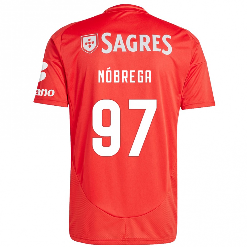 Kinder Fußball Ricardo Nóbrega #97 Rot Weiß Heimtrikot Trikot 2024/25 T-Shirt Luxemburg