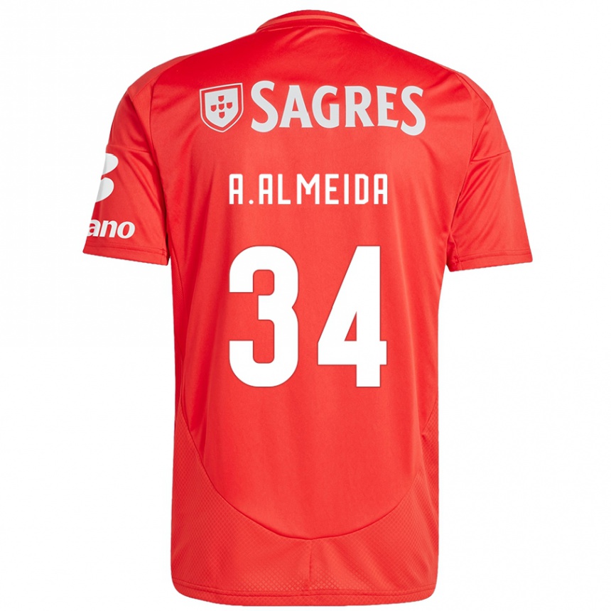 Kinder Fußball Andre Almeida #34 Rot Weiß Heimtrikot Trikot 2024/25 T-Shirt Luxemburg