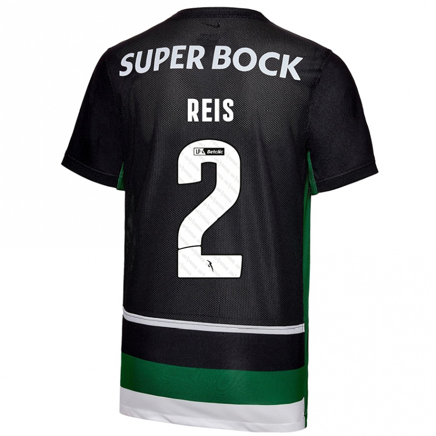 Kinder Fußball Matheus Reis #2 Schwarz Weiß Grün Heimtrikot Trikot 2024/25 T-Shirt Luxemburg