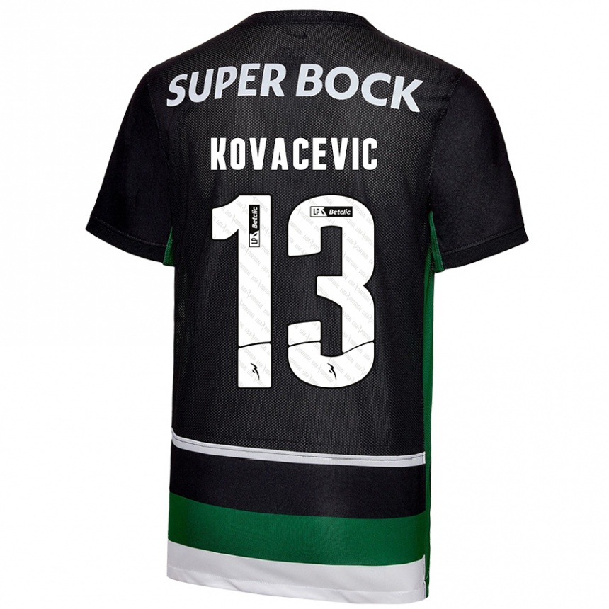 Kinder Fußball Vladan Kovacevic #13 Schwarz Weiß Grün Heimtrikot Trikot 2024/25 T-Shirt Luxemburg