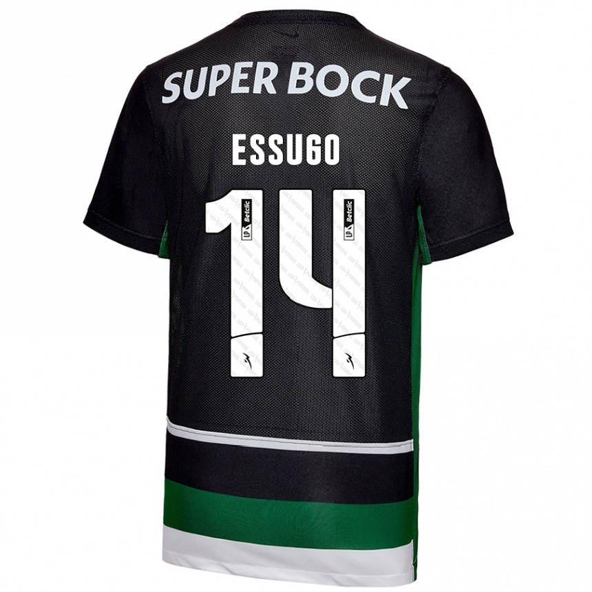 Kinder Fußball Dário Essugo #14 Schwarz Weiß Grün Heimtrikot Trikot 2024/25 T-Shirt Luxemburg