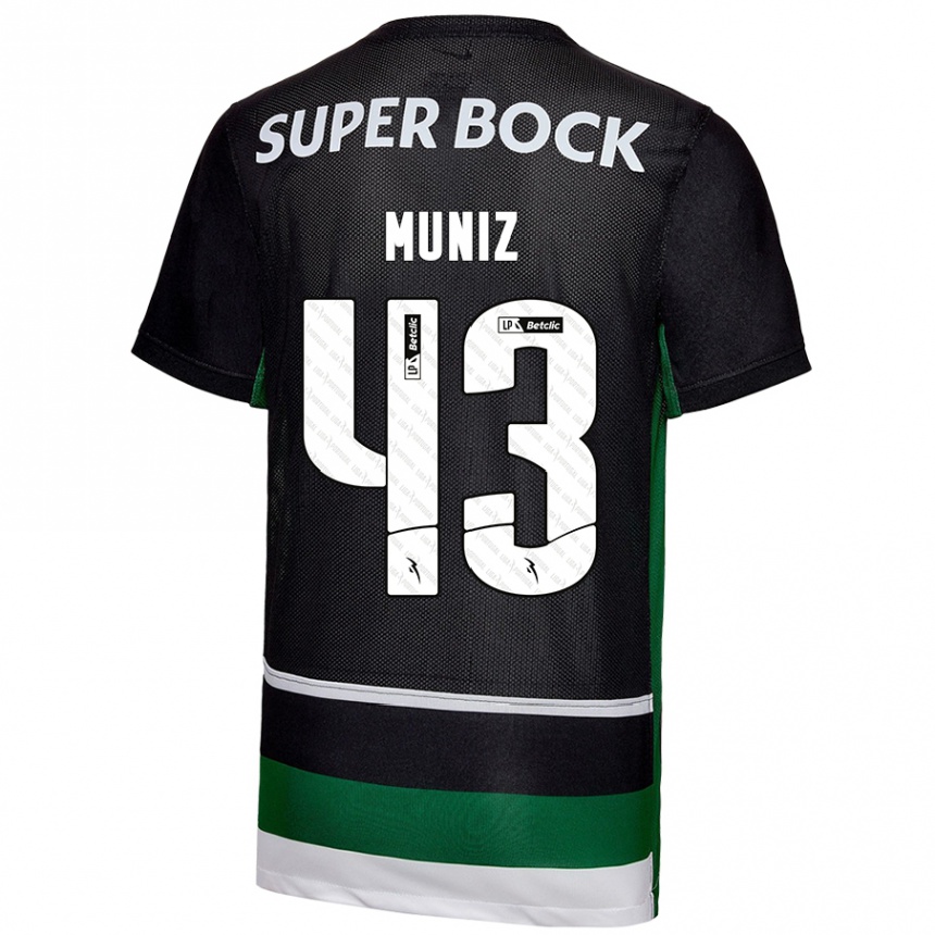 Kinder Fußball João Muniz #43 Schwarz Weiß Grün Heimtrikot Trikot 2024/25 T-Shirt Luxemburg